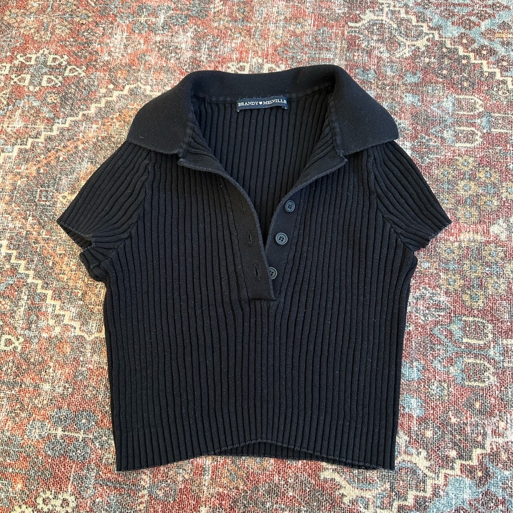Black Short Sleeve Sweater by Brandy